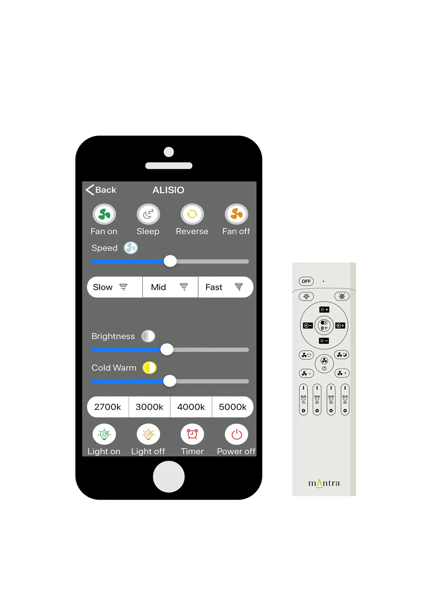 Alisio 70W LED Dimmable Ceiling Light & Fan, Remote / APP Controlled White M6705  Mantra Alisio
